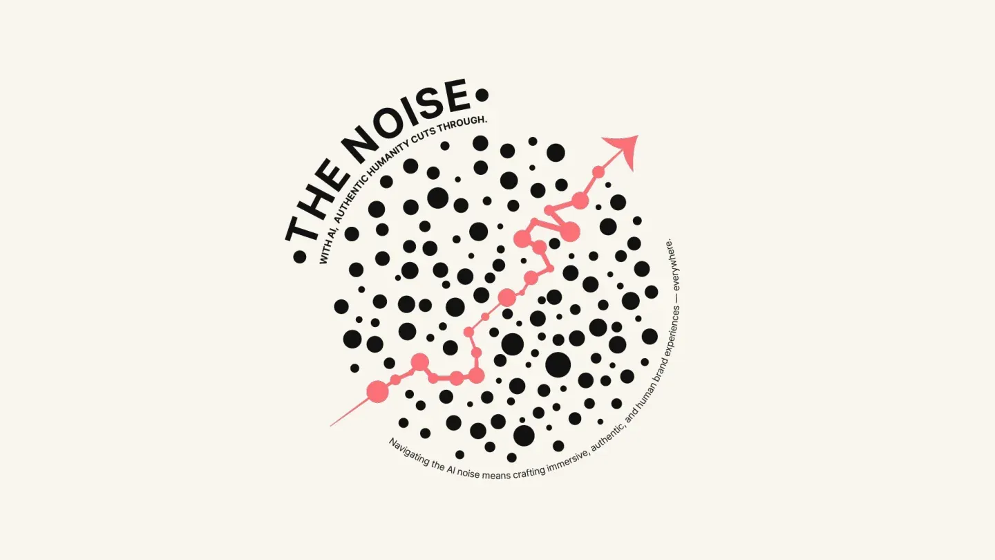 Circle of scattered dots with a red path cutting through, titled The Noise.