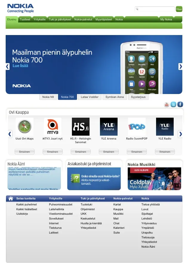 Nokia.fi in 2010.